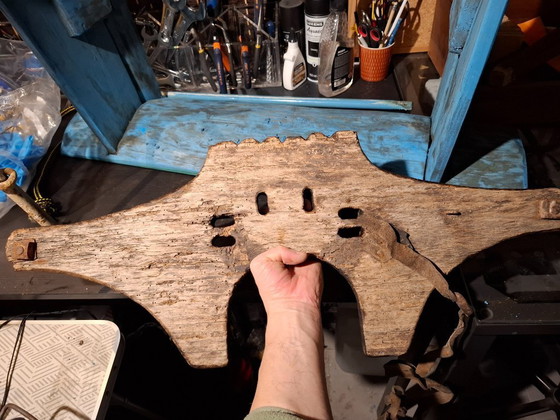 Image 1 of Antique Portuguese Ox Yoke – 19th Century Hand-Carved Wood & Wrought Iron – Rustic Wall Art / Farmhouse Statement Piece – Restor