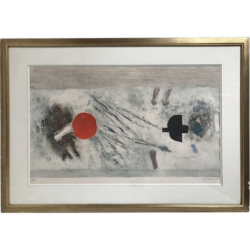 Abstrakte Vintage-Lithographie in Relief