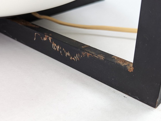 Image 1 of European Modernist Cube Table Lamp Black Metal Glass 1970s