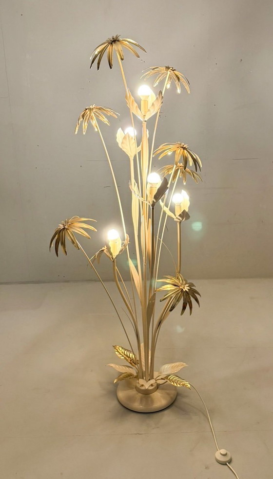 Image 1 of Lámpara de pie floral, estilo Hollywood Regency, años 70