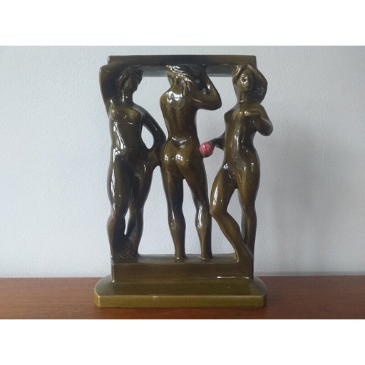 Vintage ceramic sculpture of women by Bechyne Keramia, Czechoslovakia 1960