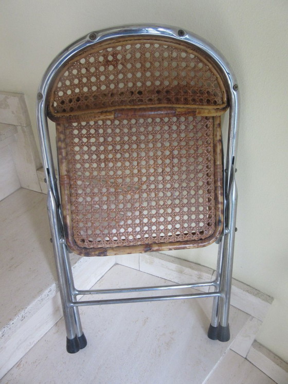 Image 1 of Child's chair chrome bamboo/rattan vintage modernist 70's