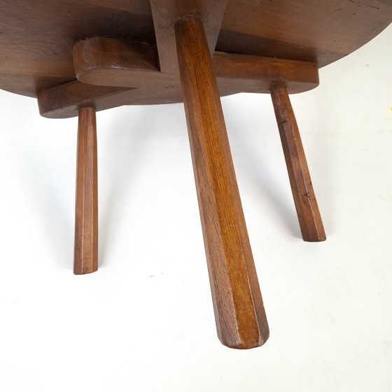 Image 1 of Vintage salontafel wabi sabi brutalist rond hout bruin