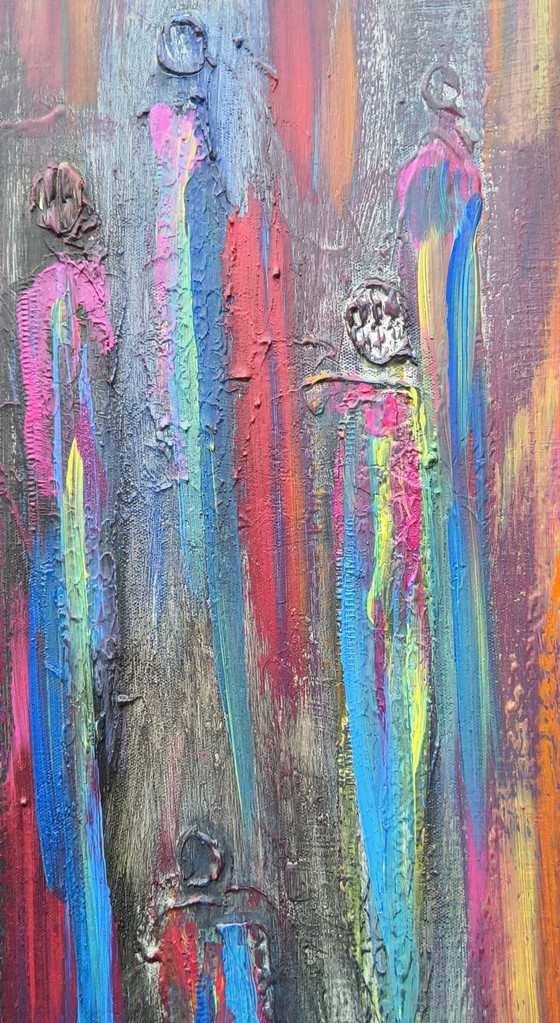 Figurines, large colorful painting. – Paintings & Drawings, Canvas (photo 10 of 11)