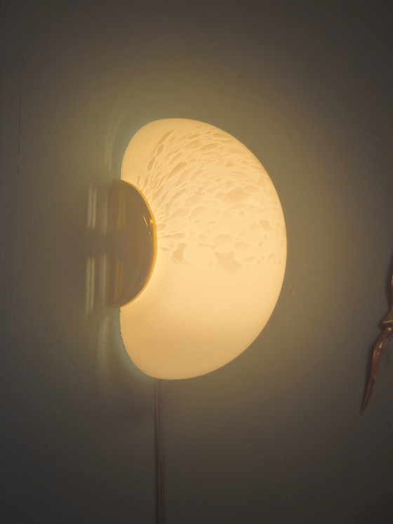 Image 1 of Vintage Murano Wandlamp Plafondlamp Plafonnière Messing Glas