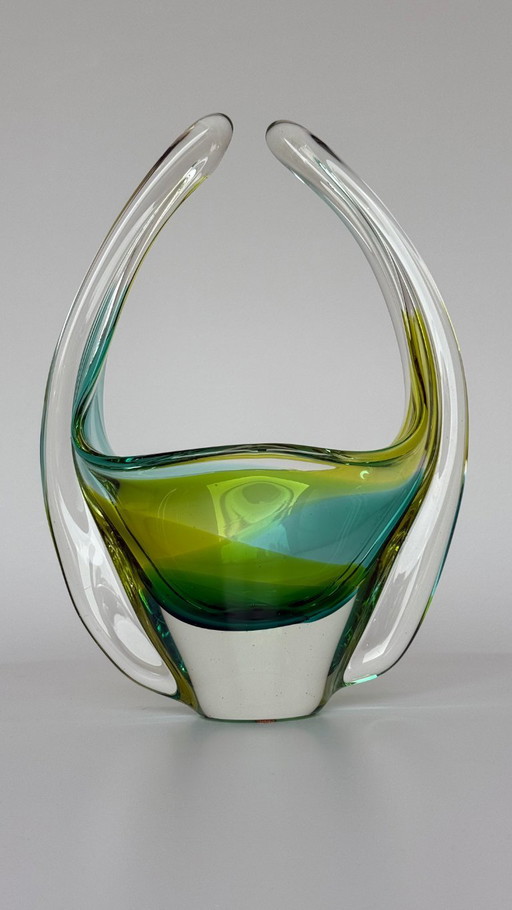 Vintage Murano stijl kunstglazen mand / schaal voor tafeldecoratie
