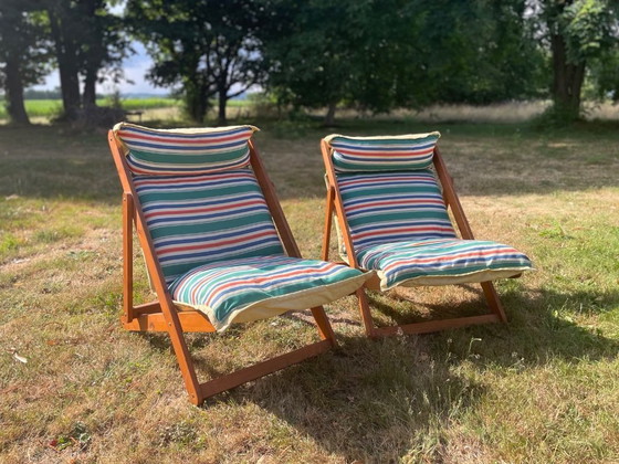 Image 1 of Set Of 2 Ikea Kon Tiki Folding Chairs Designed By Gillis Lundgren (1970s)