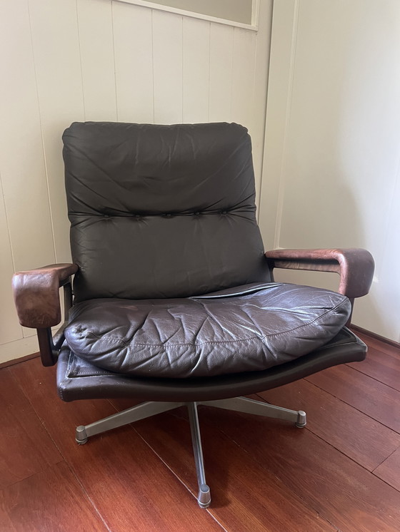 Image 1 of 1x Koningsstoel Collectie Bruin Leer Strässle Zwitserland