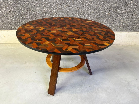 French Art Deco Marquetry Center Table, 1930s – Coffee tables, Glass, Wood (photo 4 of 10)