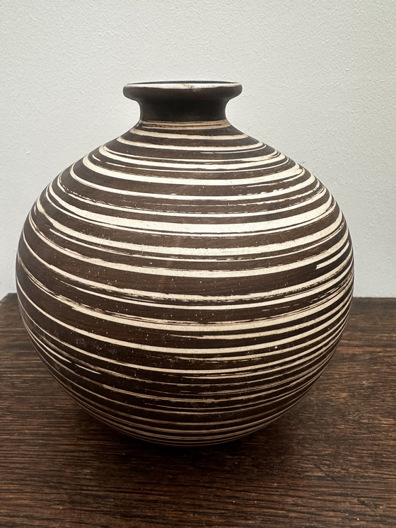 Image 1 of Vase boule vintage ethnique H 20 cm