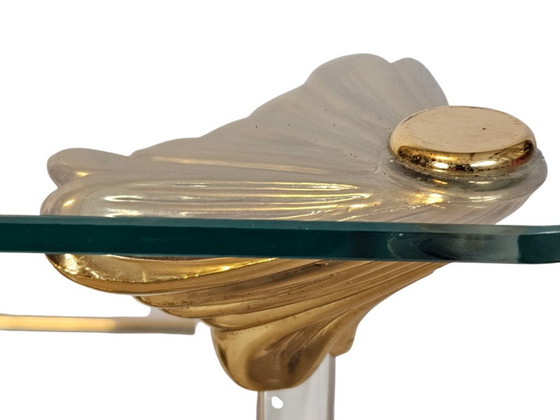 Image 1 of Table d'appoint - style Hollywood Regency - plaqué or - laiton - années 70