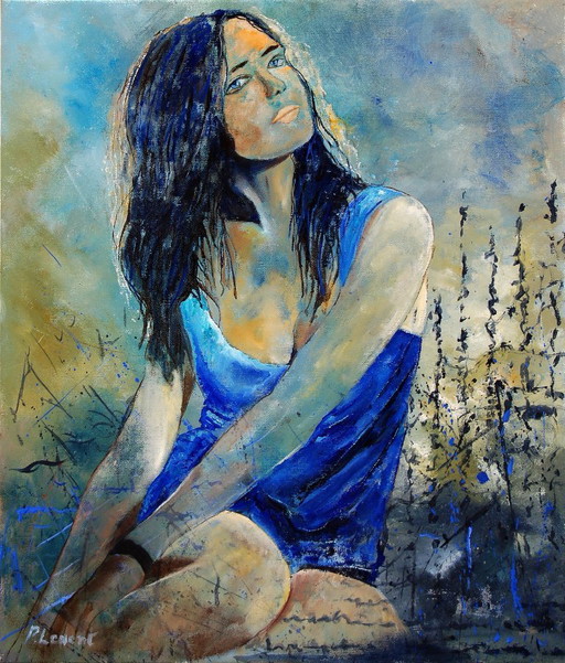 The blue dress