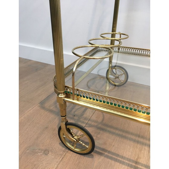 Image 1 of Vintage neoclassical brass rolling table, 1940