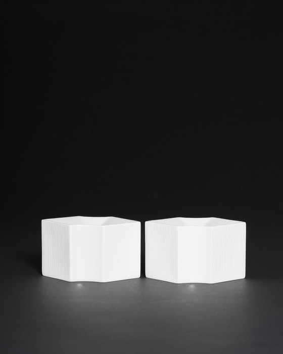 Image 1 of Vintage ROSENTHAL Sami Wirkkala Duitse bisque porseleinen vaas en kandelaars