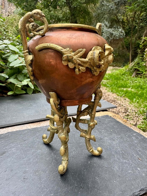 Kupfer-Bronze-Pflanzgefäß aus dem 19. Jahrhundert – Dekorative Objekte, Messing (photo 2 of 10)
