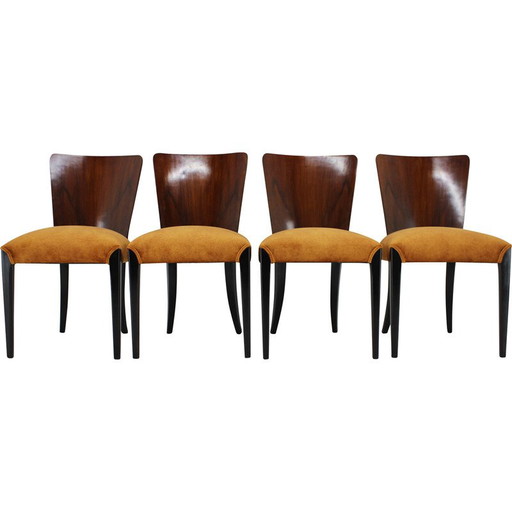 Set of 4 vintage dining chairs H-214 by Jindrich Halabala for Up Závody, 1950s