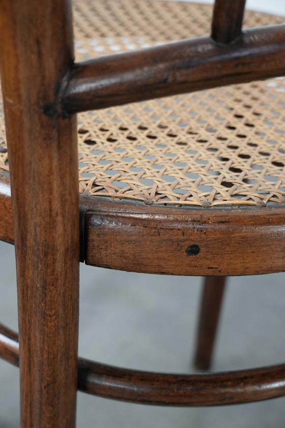 Image 1 of 4 x Wooden vintage bistro chair Jacob & Josef Kohn Wien with a wicker seat
