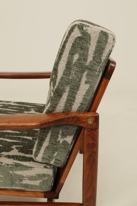 Image 1 of Vintage armchair green jaquard mid century modern design by Z.Bączyk 