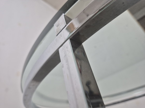 Vintage Design Coffee Table – Chrome & Glass – 1970s – Ø110 Cm (photo 4 of 7)