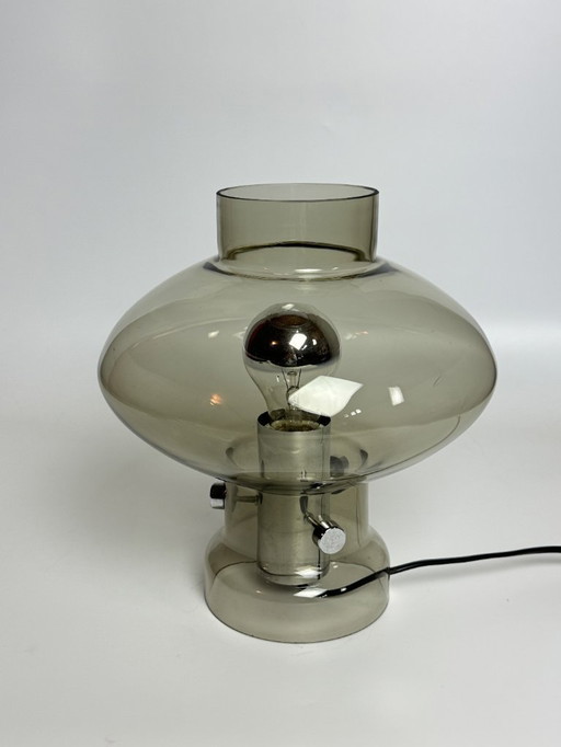 Vintage Design Smoked Glass Table Lamp by F. Nettelhof, Germany, 1960s