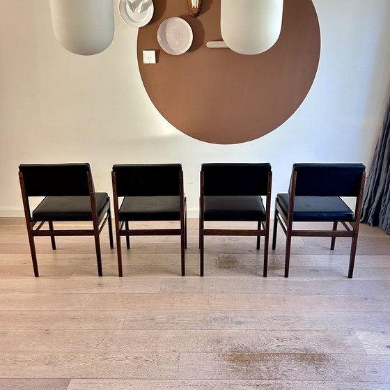 Image 1 of Vintage Topform eetkamerstoelen teak/skai set van 4