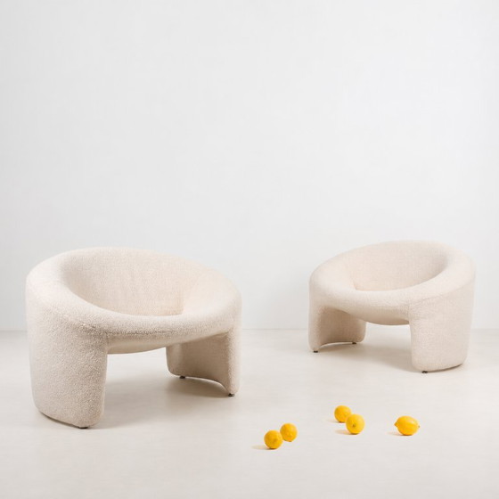 OLIVIER MOURGUE, Poltrone e poggiapiedi Montréal, Airborne Ed., 1967, Tessile, Crema, Organic Modern (foto 2 di 15)