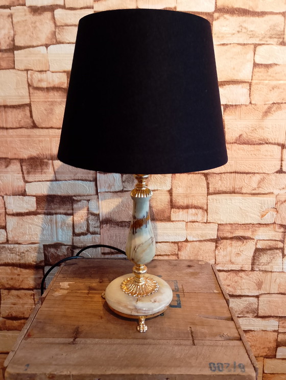 Image 1 of Prestigieuze vintage bronzen onyxlamp, volledig gerestaureerd.