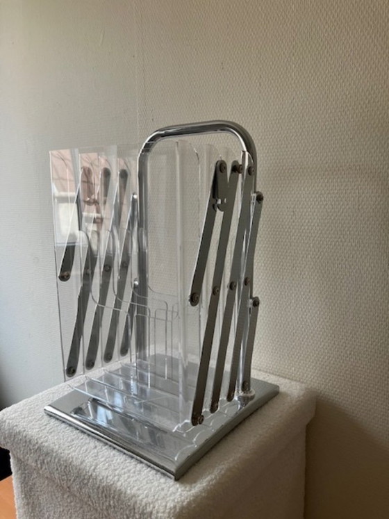 Design tijdschriftenhouder / display – acryl & chroom – Decoratieve objecten, Metal, Plexiglass (photo 2 of 6)