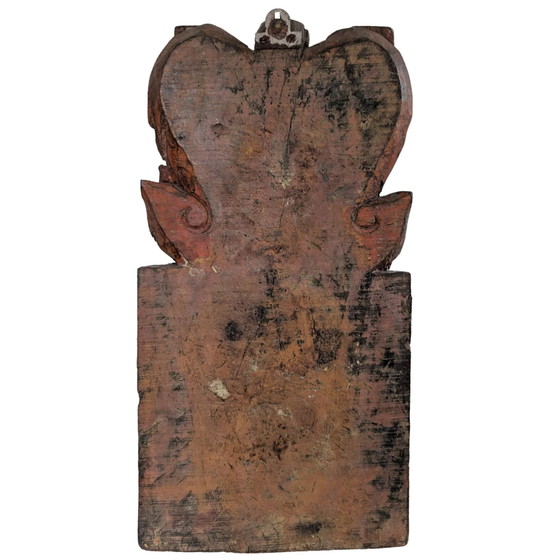 Pannello di Tempio Polìcromo Indiano del Sud Antico – Ganesha – circa 1820 – 49 cm – Decorazioni murali (photo 5 of 5)