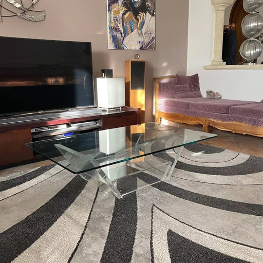 David Lange coffee table 1980. 120x70. – Roche Bobois, salontafels, Glass, Plexiglass
