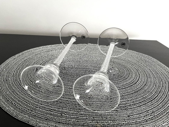 Image 1 of Set di due candelieri soffiati a bocca con meccanismo ad aria.