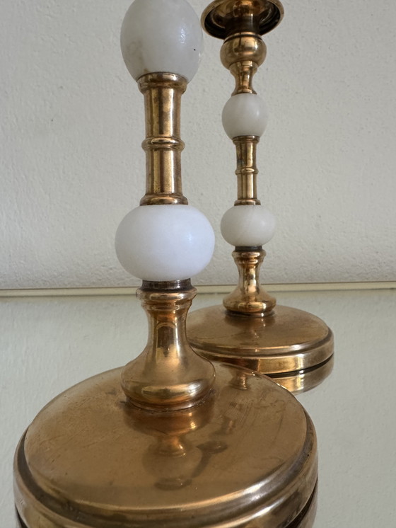 Image 1 of Candelabros de alabastro dorado de los años 60