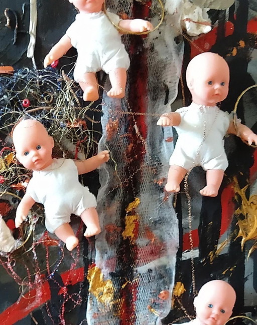 T. van Steenbergen "Four dolls" 80 x 100 cm