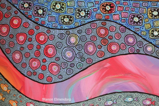 Image 1 of Tableau unique peint à la main « Vie océanique » - Nouvelle œuvre d'art