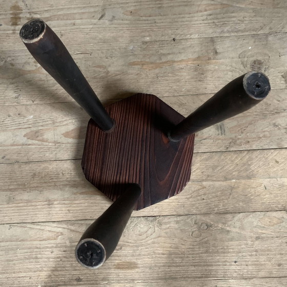 Vintage Brutalism Farm Stool – Wood (photo 6 of 7)