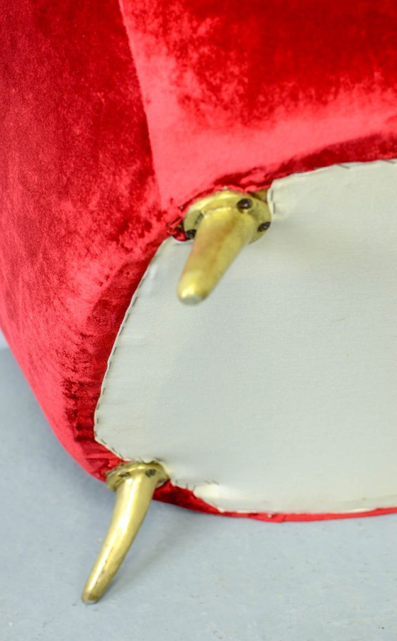 Image 1 of Eye-Catching Guglielmo Veronesi Silver and Red Velvet Italian Lounge Chair for ISA Bergamo. Italy, 1970s.