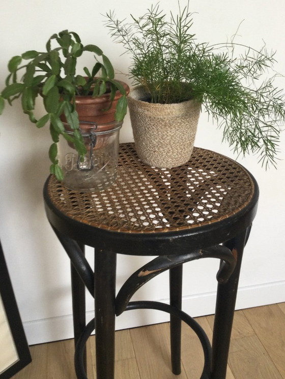 Image 1 of Antique Thonet-style high stool – caned seat