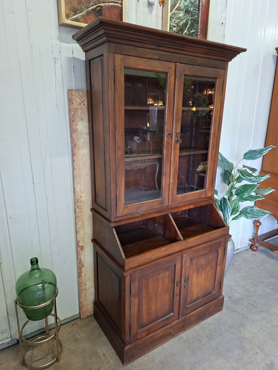 Image 1 of Vetrina in teak, vetrina, mobiletto portavivande, dimensioni 100x52cm x 211cm di altezza.