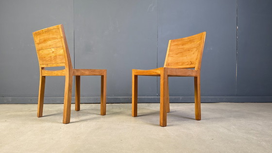 Image 1 of Vintage teakhouten eetkamerstoelen, set van 6 - jaren 80