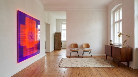 Abstract color field painting, geometry – play of colors, neon | Fluorescent art | XXL 1.0 cm cast acrylic (photo 2 of 4)