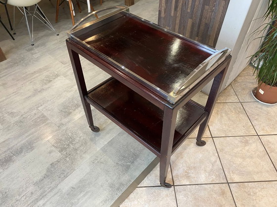 Image 1 of Bar serving trolley with castors 1 removable tray art deco 1930