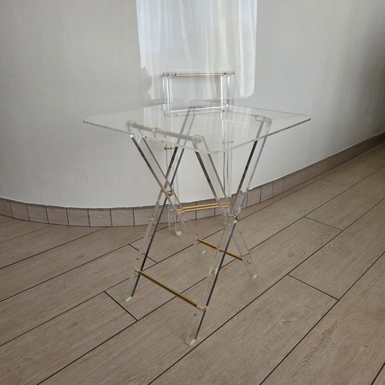 Tavolini vintage in plexiglas, Ottone, Trasparente (foto 10 di 15)