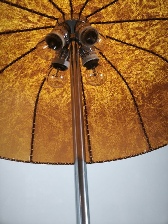 1950s Czechoslovakian Art Deco Chrome Floor Lamp with Handmade Shade – Floor lights, Metal, Paper (photo 6 of 13)