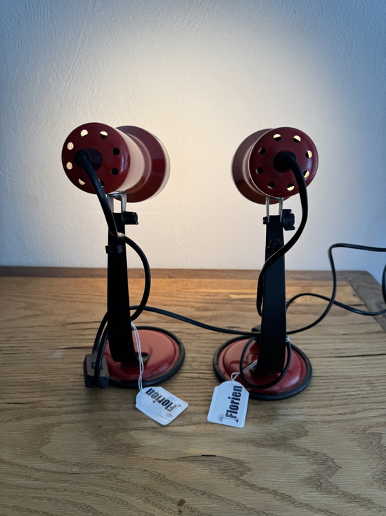 Veneta Lumi Vintage Space Age Set Lampade da scrivania Rosso Fuoco – Metal (photo 4 of 13)