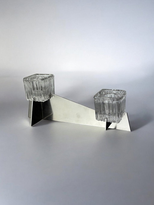 Jaques Adnet modernist art deco candle holders