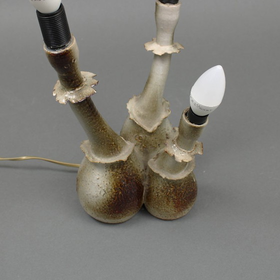 Image 1 of Gert de Rijk (1945-2009) - unica - keramische drie lichts lampvoet in de vorm van paddenstoelen - uit eigen atelier 