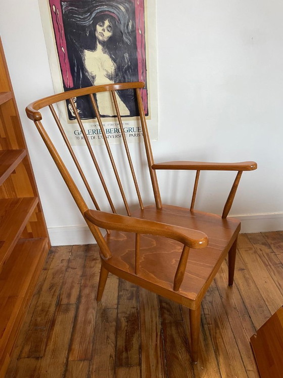 Image 1 of Poltrona in legno a forma di ventaglio Baumann, anni '60