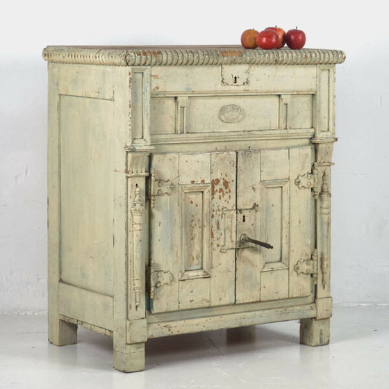 Solid Wood Antique Refrigerator (Budapest, c.1900) – Storage cabinet, Aluminium, Iron, Rustic (photo 5 of 9)