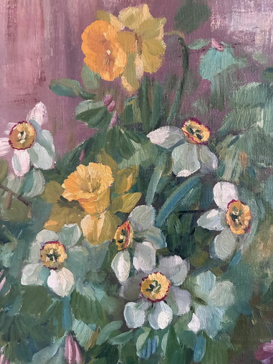 Large vintage original floral still life painting with fruit – Paintings & Drawings, Wood, Canvas (photo 15 of 21)