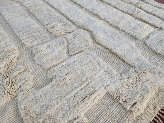 Moroccan Berber rug in ecru 300x200 cm, handmade rug with geometric design. – Rugs & carpets, Wool, Cotton (photo 8 of 12)